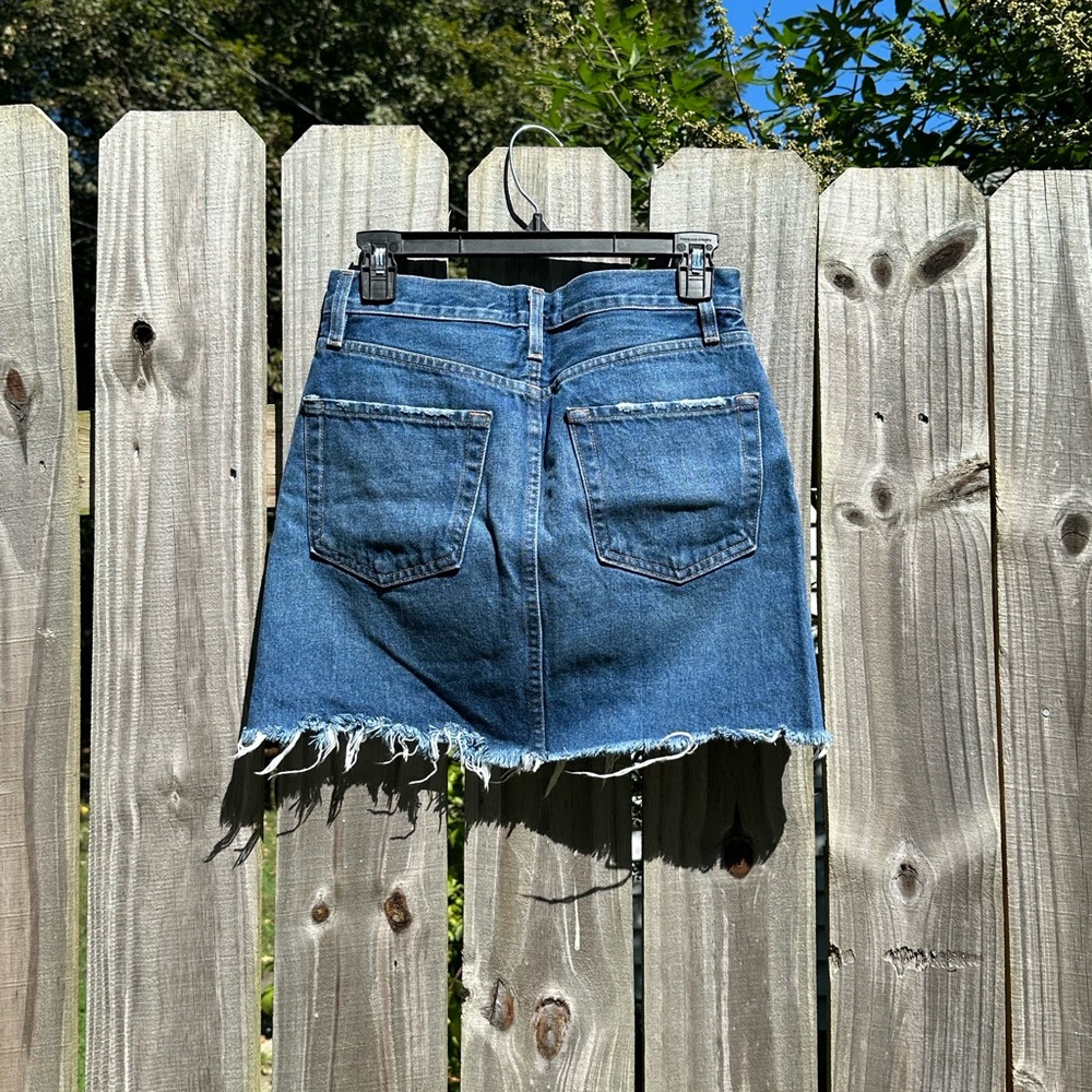 Frame Blue Denim Skirt with Frayed Hem - Picture 3 of 3
